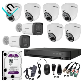 KIT DE 8 CAMARAS HIKVISION FULL HD 1080P CON AUDIO BIDIRECCIONAL , DVR DE 8CH, SIRENA , DISCO DE 2TB Y ACCESORIOS COMPLETOS